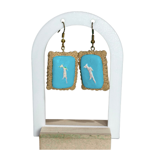 Blue zoo cookie polymer clay earrings handmade for south africans 