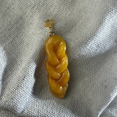 Glossy finish koeksister handbag charm hand made by kiff klay for south africans